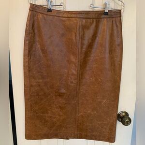 Tommy Hilfiger Brown Leather Pencil Skirt